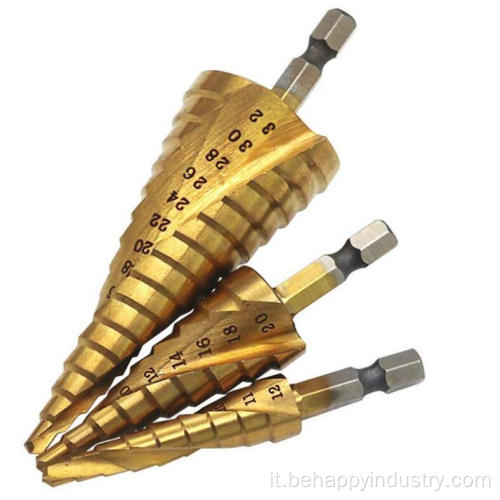 3pcs HSS Spiral Grooved Step Drill Bit